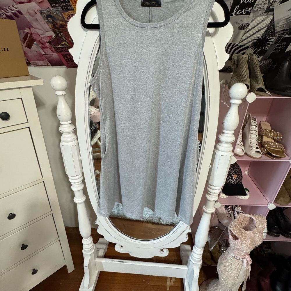 Gray Sleeveless Midi Dress